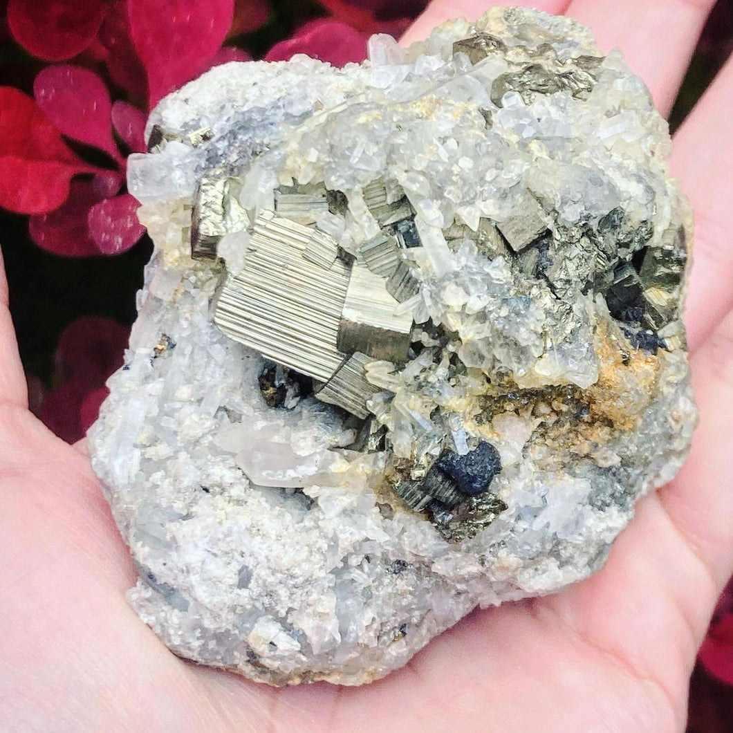 Pyrite On Pyrite Quartz with Smokey