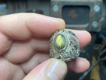 Load image into Gallery viewer, Labradorite filigree ring hand cast and set in .925
