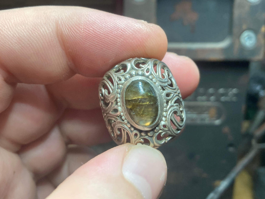 Labradorite filigree ring hand cast and set in .925