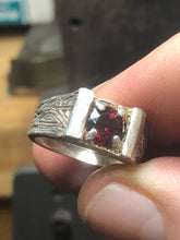Load image into Gallery viewer, Garnet Hand cast and set in sterling silver .925
