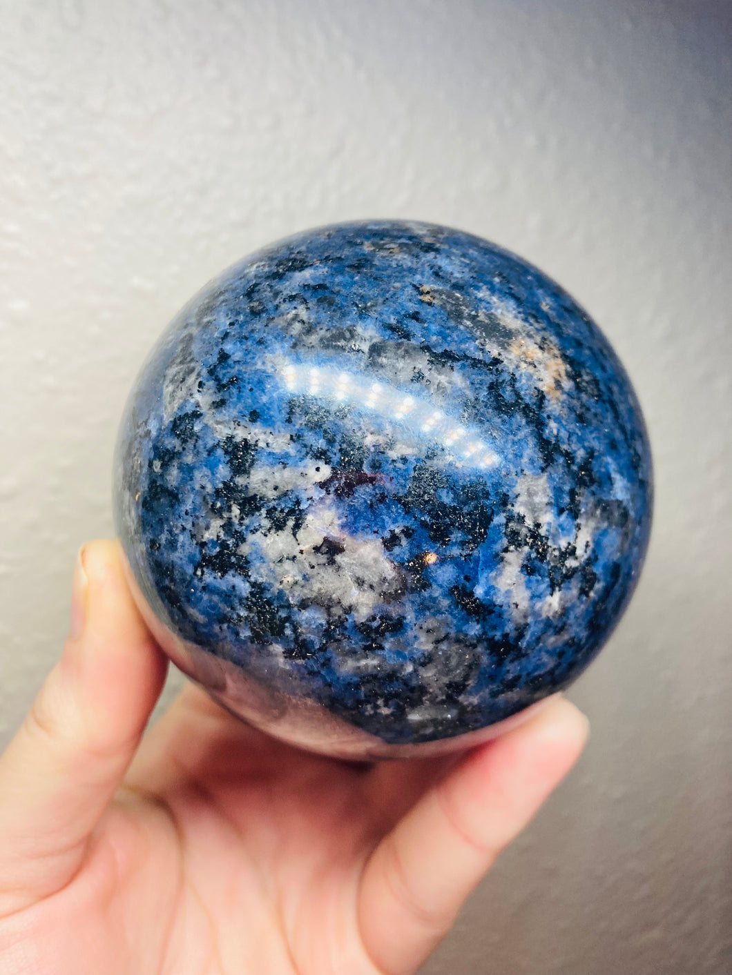 Sodalite Sphere With Feldspar Shine Stars