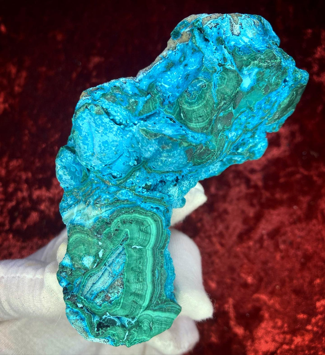 Chrysocolla Mineral over Malachite