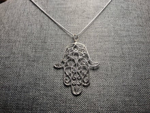 Load image into Gallery viewer, Hamsa Hand pendant hand cast in .925
